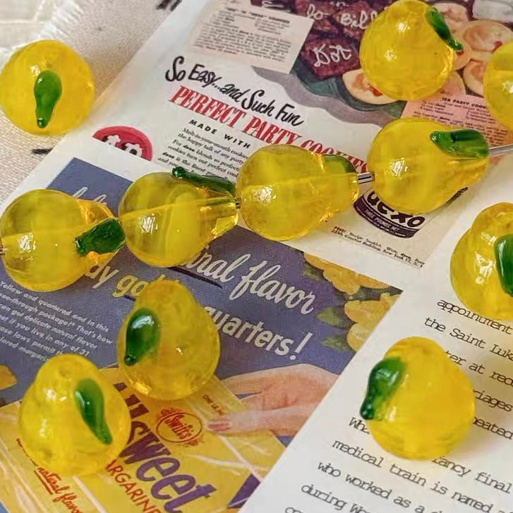 Cute 3D Pear-shaped Fruit Glass Beads