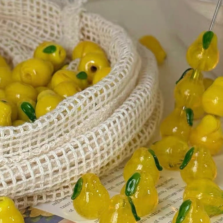 Cute 3D Pear-shaped Fruit Glass Beads