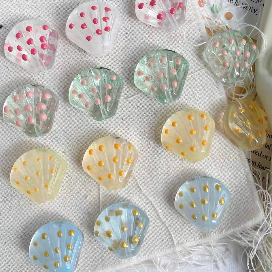 Hand-painted Glass Shell Jelly-colored Beads