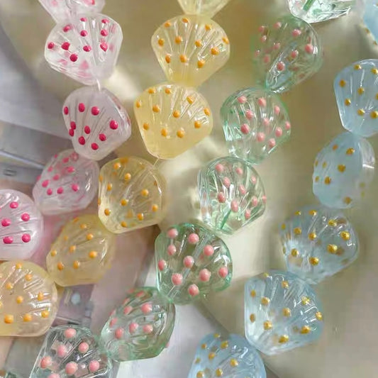 Hand-painted Glass Shell Jelly-colored Beads