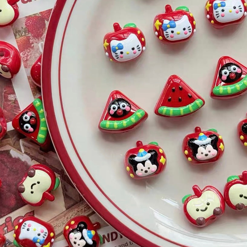 Hand-painted Apple Color-block Beads