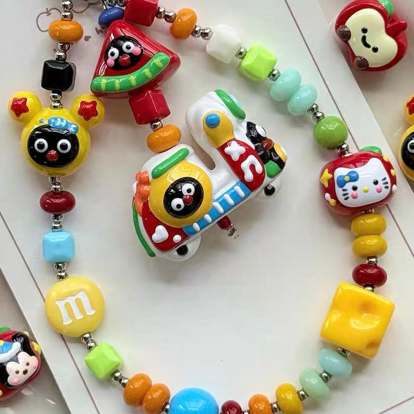 Hand-painted Apple Color-block Beads