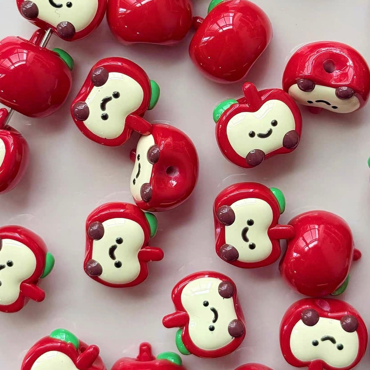 Hand-painted Apple Color-block Beads