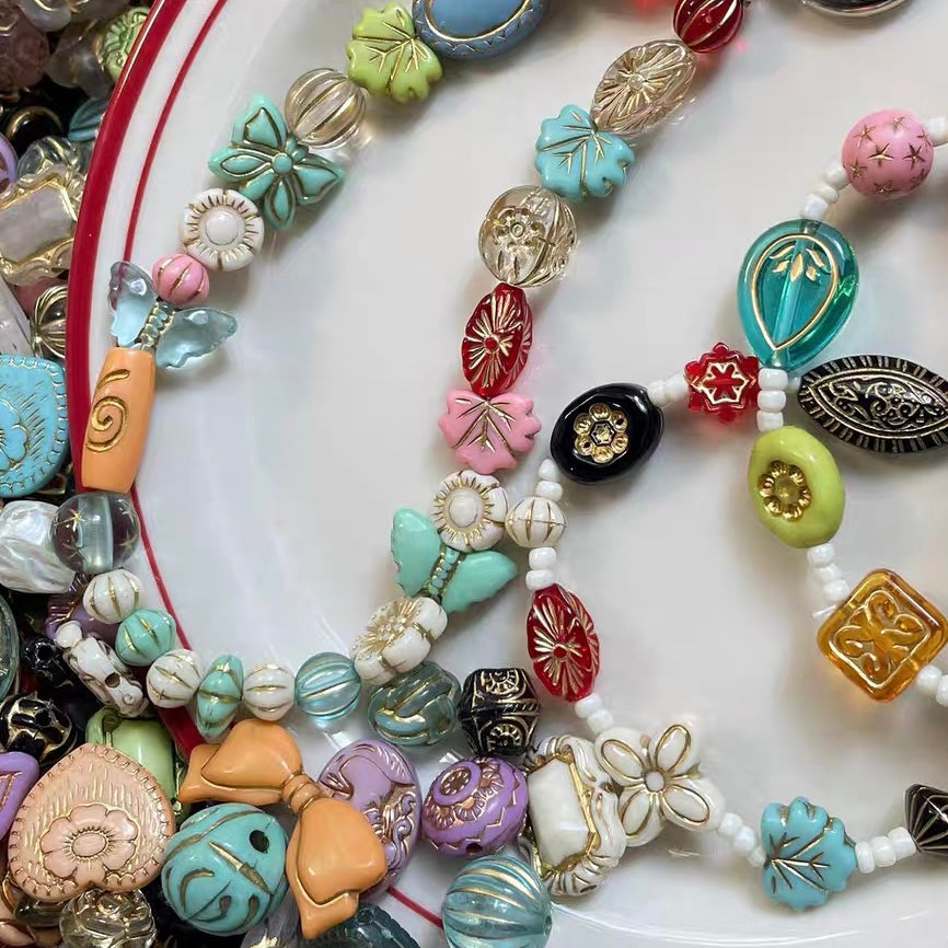 Vintage Gold-traced Acrylic Blind Box Beads