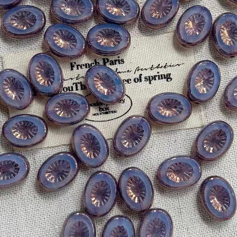 Czech Bead Kiwi Glass Vintage Beads