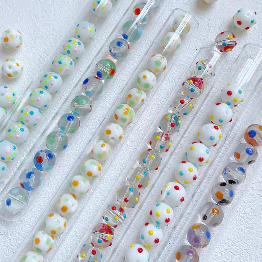 olorful Polka-dot Handmade Glass Beads