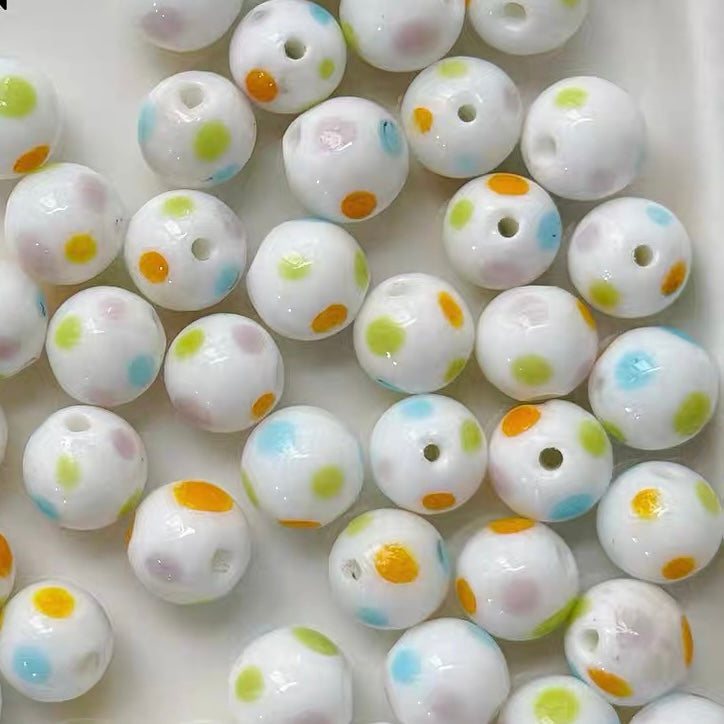 olorful Polka-dot Handmade Glass Beads