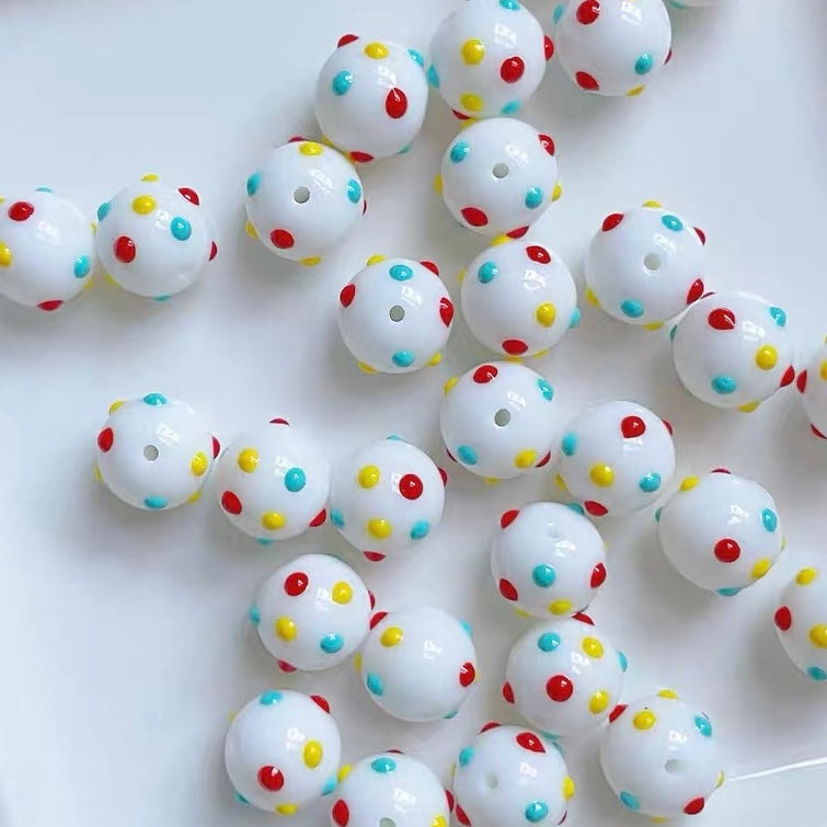 olorful Polka-dot Handmade Glass Beads