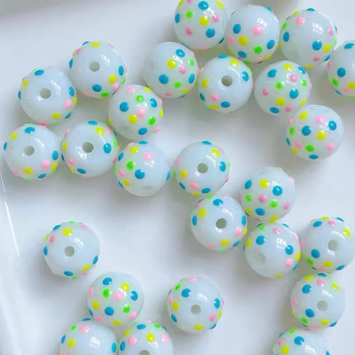 olorful Polka-dot Handmade Glass Beads