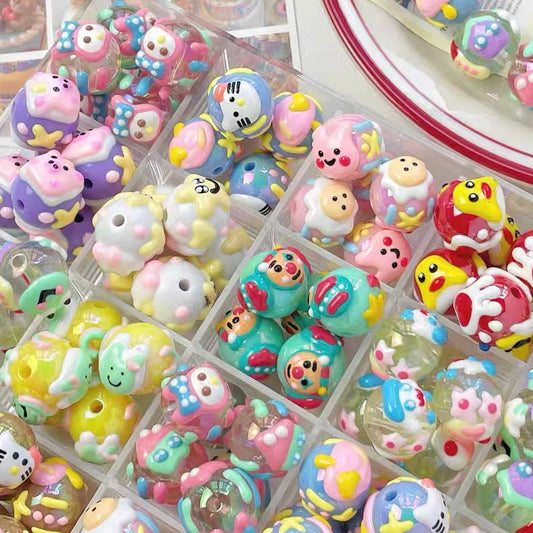 Childlike Hand-painted Color-block Beads